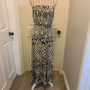 Black and Off White Tube Top Maxi Dress